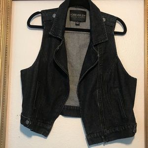 Forever 21 plus jeans zipper vest xl 1x women
